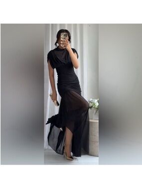 Zara COMBINATION DRAPED MAXI DRESS